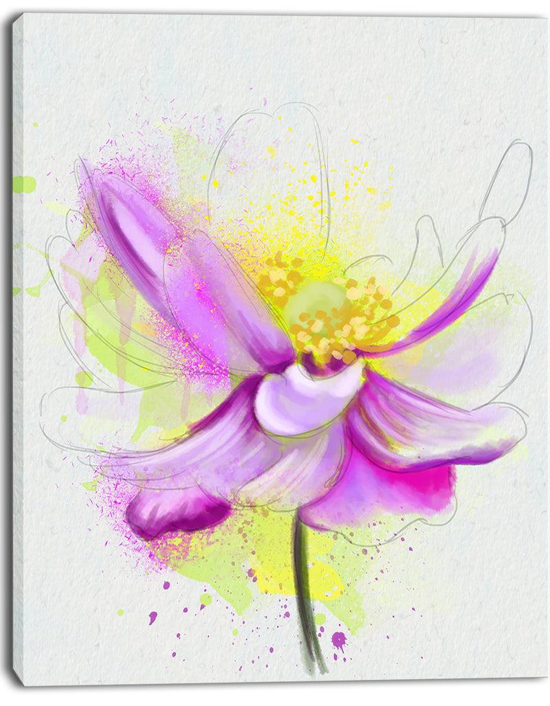 DesignQ Beautiful Purple Flower With Yellow - Flowers Canvas Wall Artwork