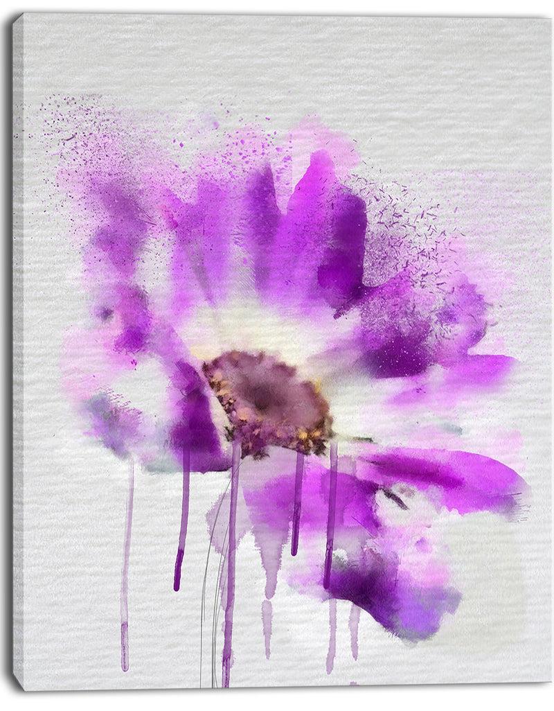DesignQ Beautiful Purple Rose Watercolor - Modern Floral Canvas Wall Art