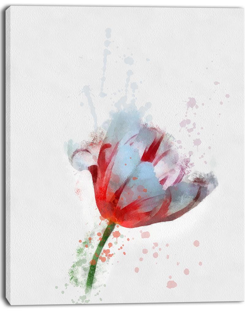 DesignQ Beautiful Red White Flower Sketch - Extra Large Floral Canvas Art