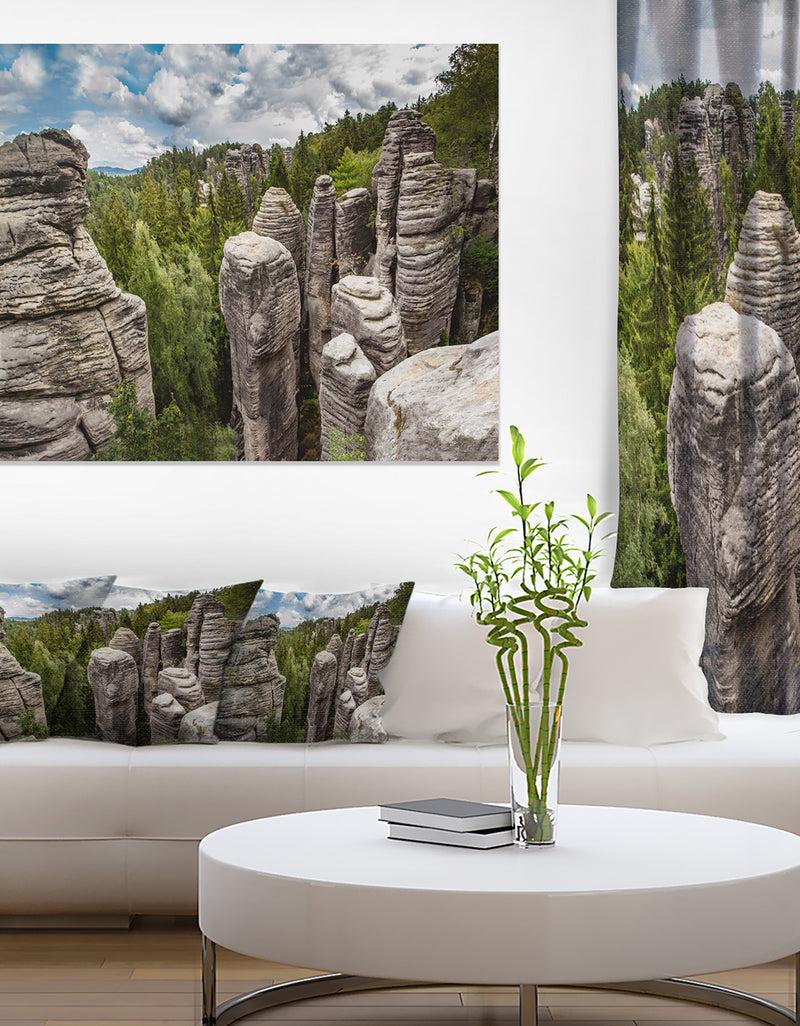 DesignQ Beautiful Rocks in Bohemian Paradise Landscape Wall Art Canvas Print