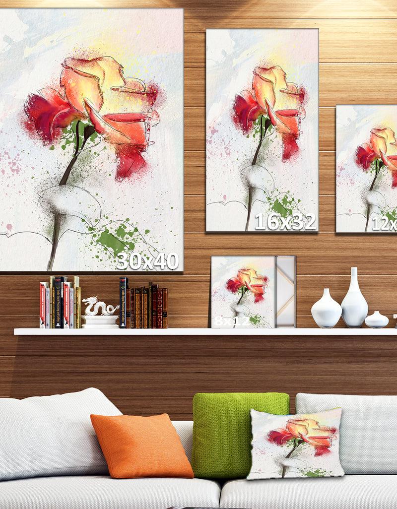 DesignQ Beautiful Rose Illustration Drawing - Floral Canvas Artwork Print