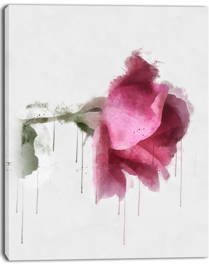 DesignQ Beautiful Rose Watercolor Drawing - Floral Canvas Artwork Print