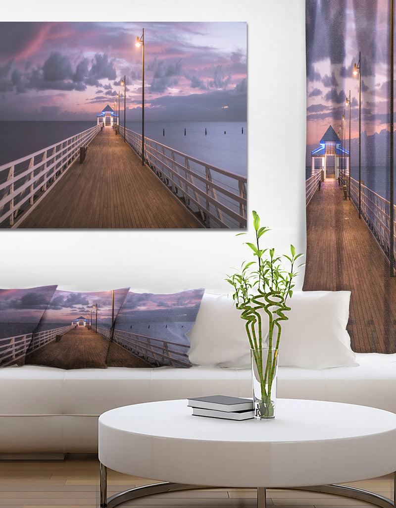 DesignQ Beautiful Sunrise on the pier - Sea & Shore Photography on wrapped Canvas