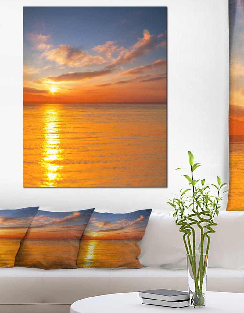 DesignQ Beautiful Sunset Reflecting in Sea - Large Seashore Canvas Print