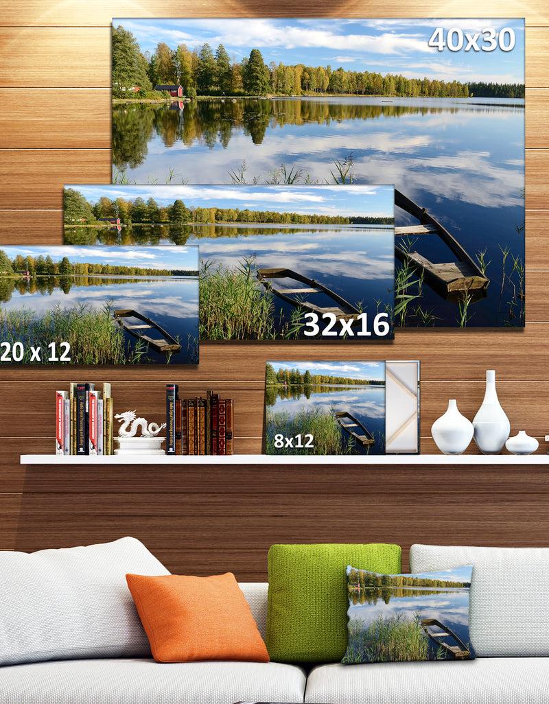 DesignQ Beautiful Swedish September Lake - Landscape Photo Canvas Print