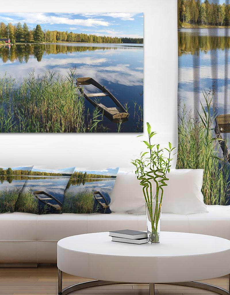 DesignQ Beautiful Swedish September Lake - Landscape Photo Canvas Print