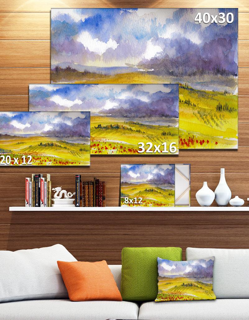 DesignQ Beautiful Tuscan Hills Italy - Landscape Painting Canvas Print