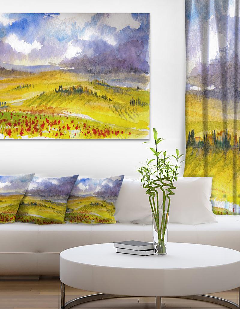 DesignQ Beautiful Tuscan Hills Italy - Landscape Painting Canvas Print