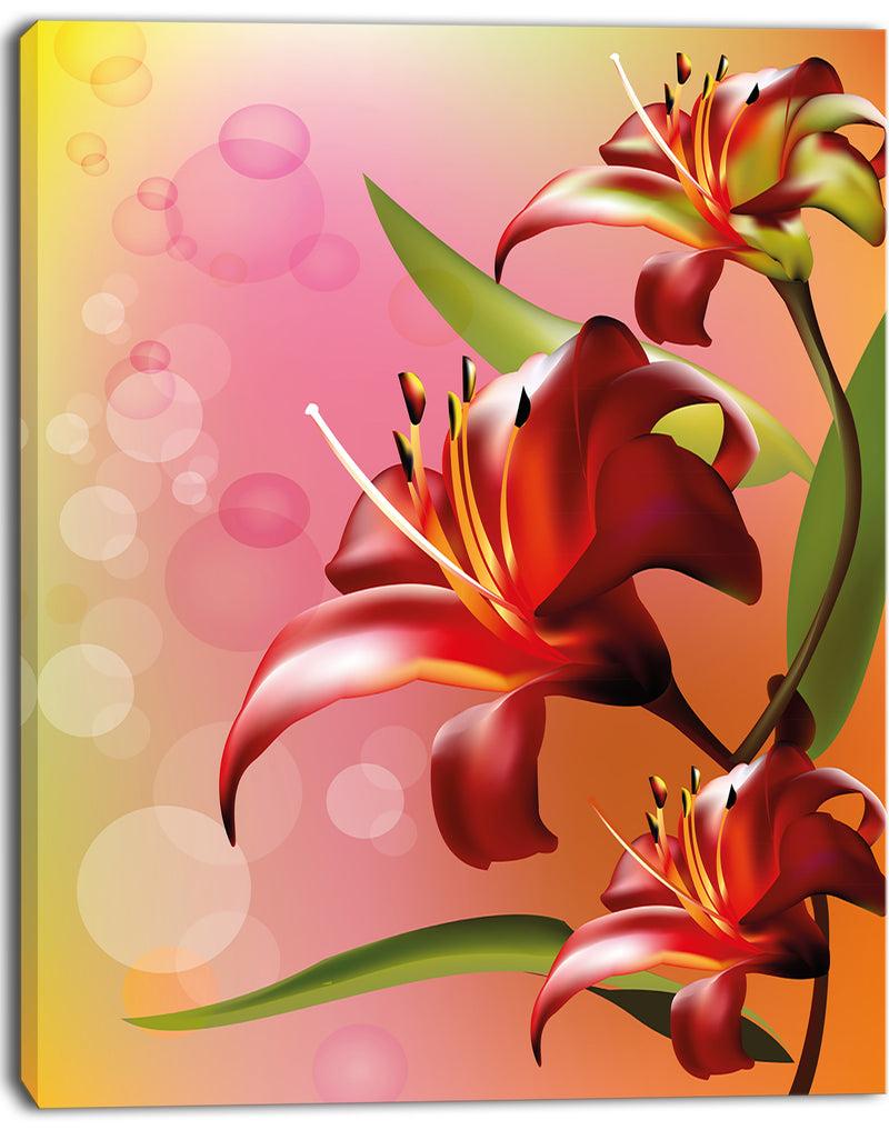 DesignQ Beautiful Vector Flower On Pink - Flowers Canvas Wall Artwork