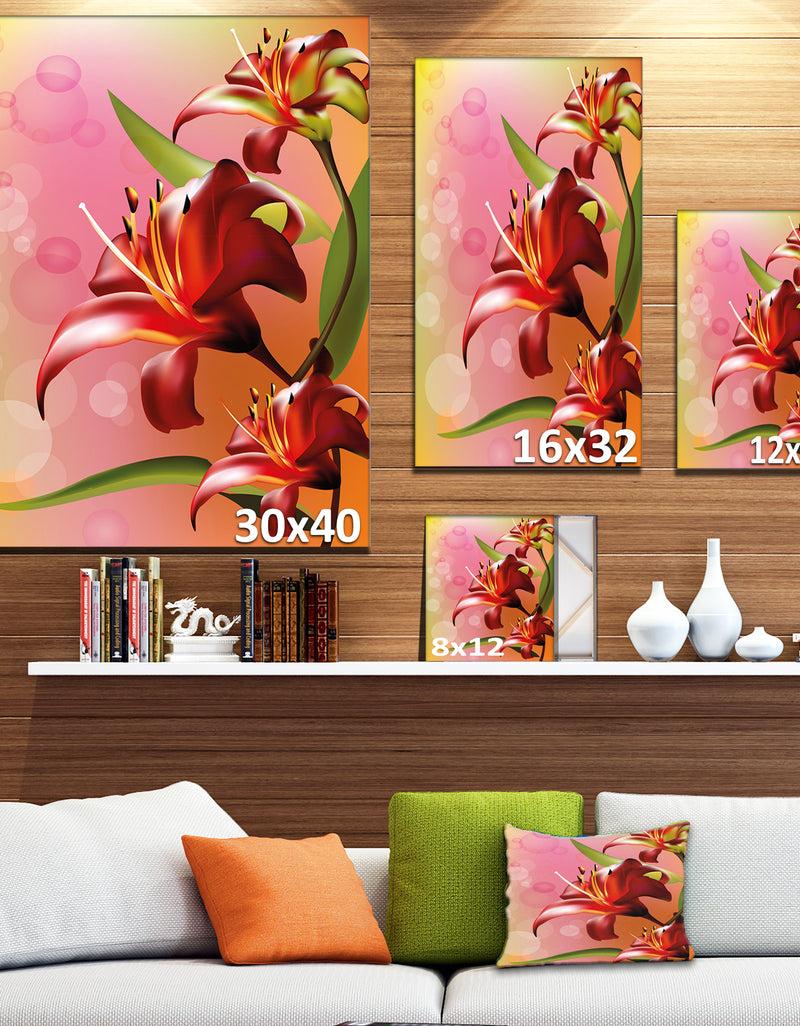 DesignQ Beautiful Vector Flower On Pink - Flowers Canvas Wall Artwork