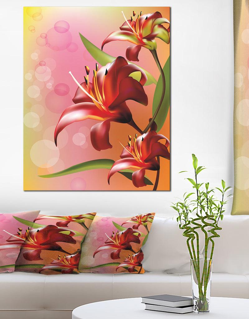 DesignQ Beautiful Vector Flower on Pink - Flowers Canvas Wall Artwork