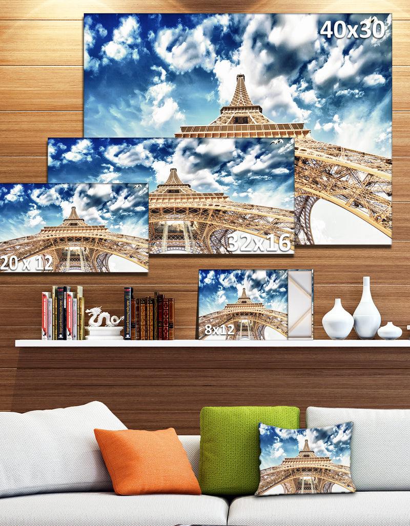 DesignQ Beautiful View Of Paris Eiffel Tower Under Clouds - Cityscape Canvas Print