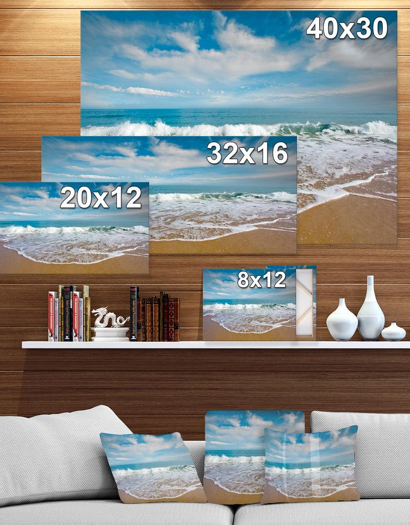 DesignQ Beautiful Waves In Cloudy Sky - Sea & Shore Photography On Wrapped Canvas