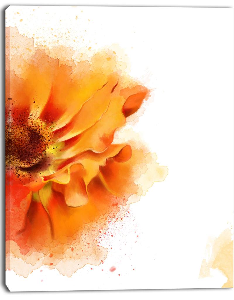 DesignQ Beautiful Yellow Flower Watercolor - Flowers Canvas Wall Artwork