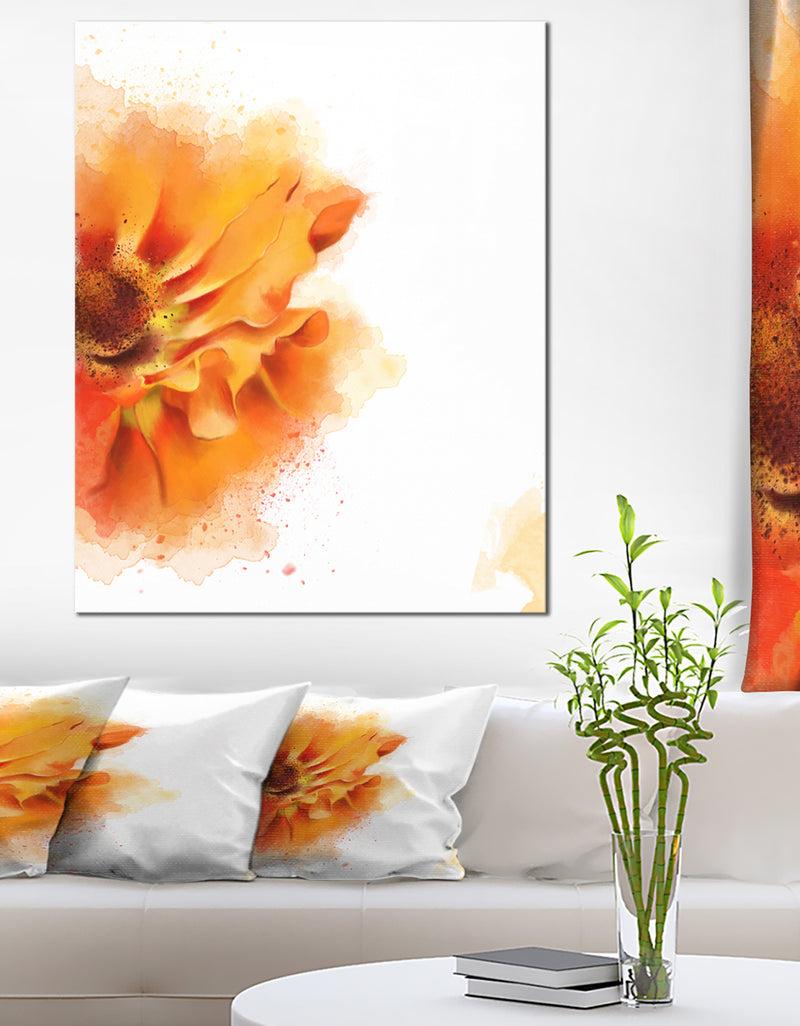 DesignQ Beautiful Yellow Flower Watercolor - Flowers Canvas Wall Artwork