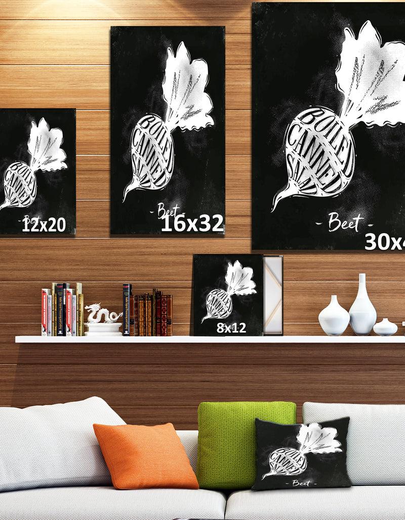 DesignQ Beet Cutting Scheme Chalk - Farmhouse Food Painting Print On Wrapped Canvas