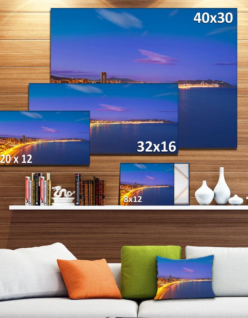 DesignQ Benidorm Poniente Beach Sunset - Seashore Canvas Wall Artwork