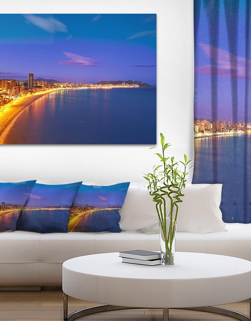 DesignQ Benidorm Poniente Beach Sunset - Seashore Canvas Wall Artwork