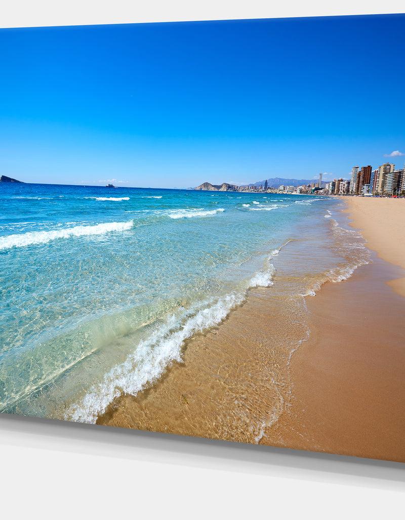 DesignQ Benidorm Poniente Beach Waves - Seashore Canvas Wall Artwork