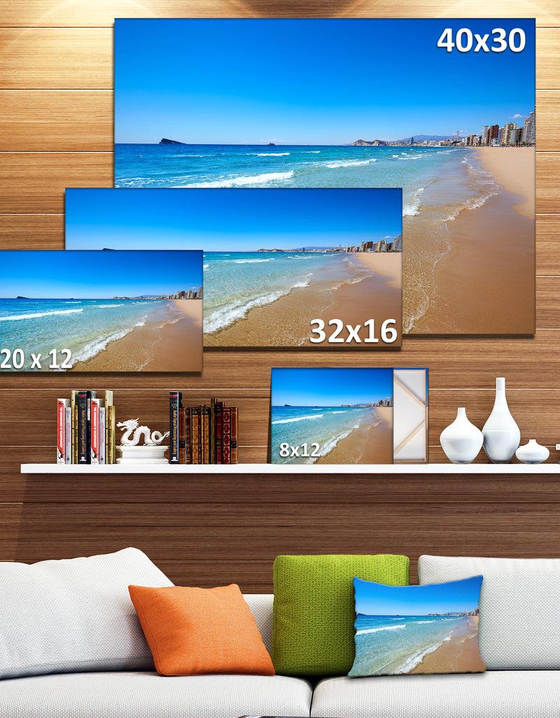 DesignQ Benidorm Poniente Beach Waves - Seashore Canvas Wall Artwork