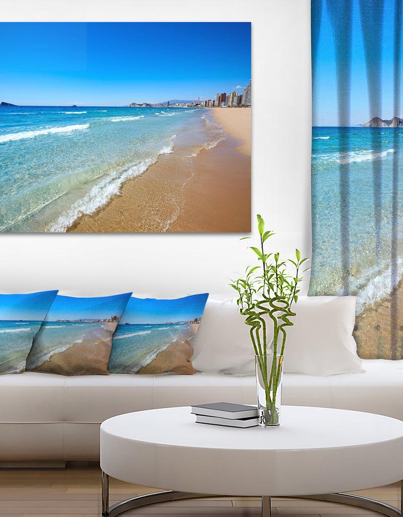 DesignQ Benidorm Poniente Beach Waves - Seashore Canvas Wall Artwork
