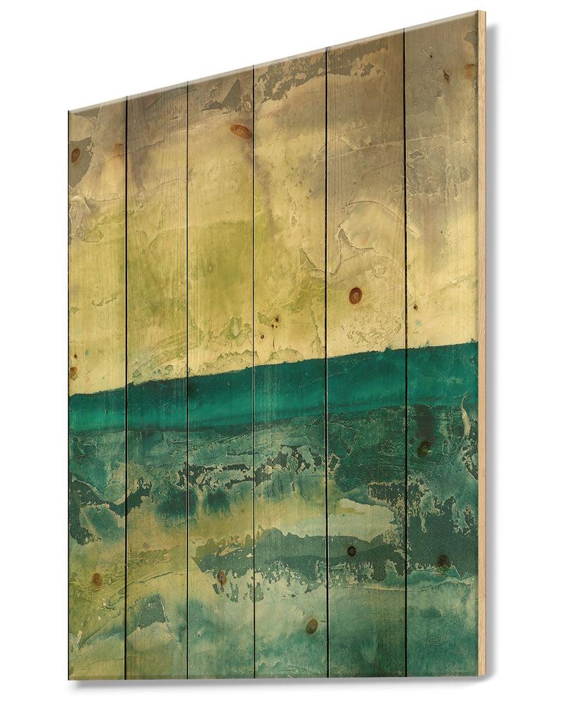 DesignQ Beyond The Horizon I - Traditional Landscape Print On Natural Pine Wood
