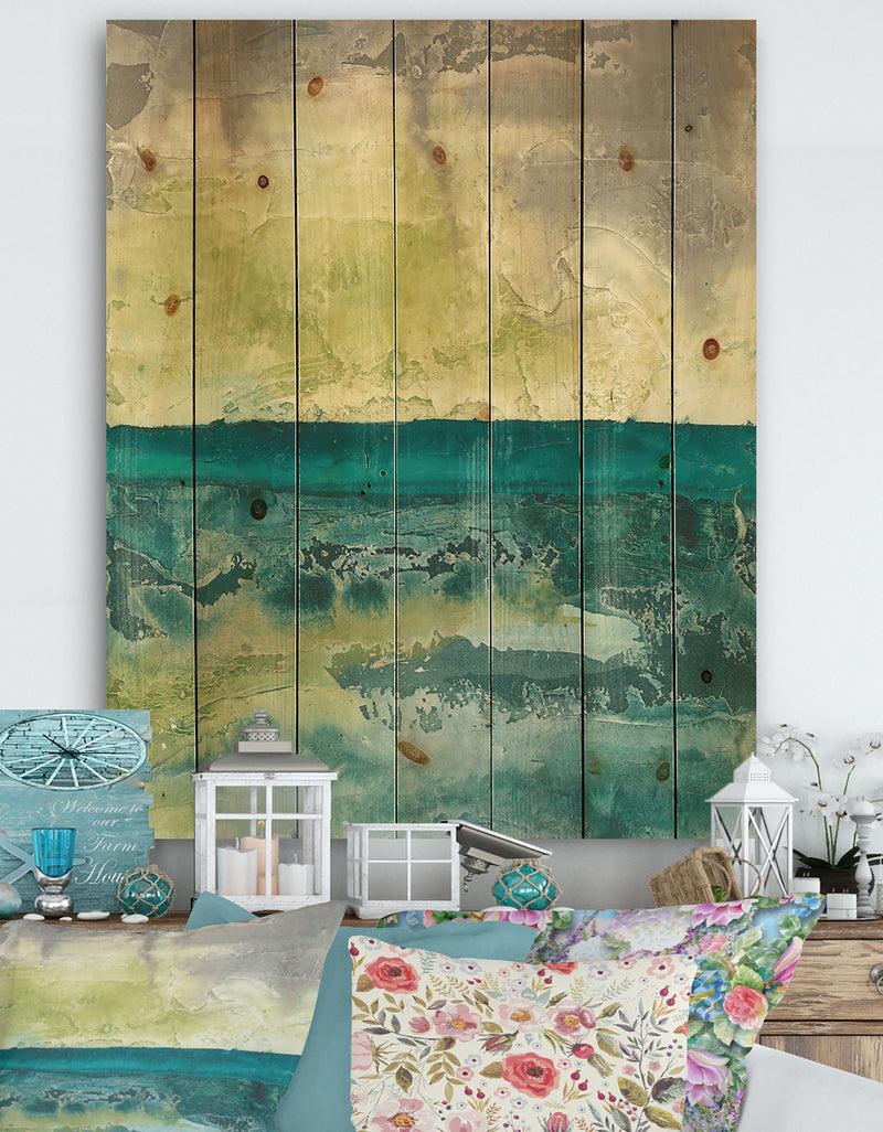 DesignQ Beyond the Horizon I - Traditional Landscape Print on Natural Pine Wood