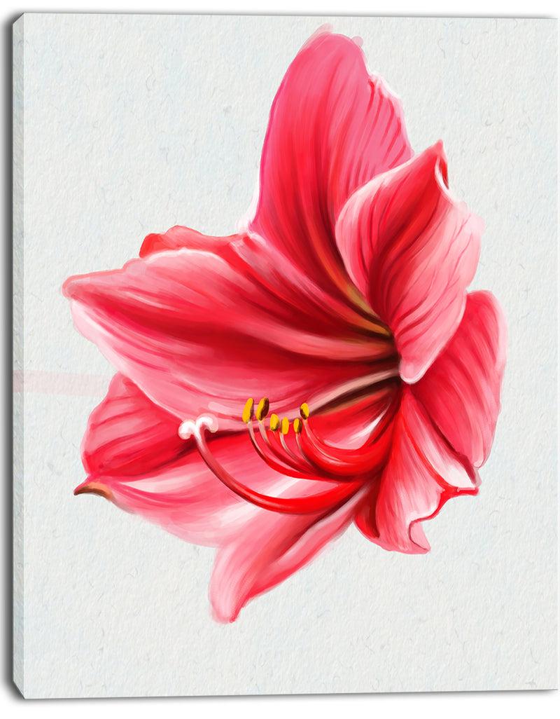 DesignQ Big Red Flower Sketch On White - Large Floral Canvas Artwork