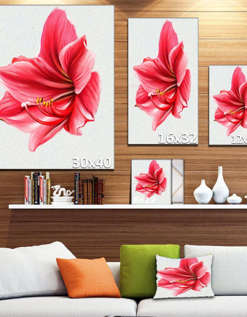 DesignQ Big Red Flower Sketch On White - Large Floral Canvas Artwork
