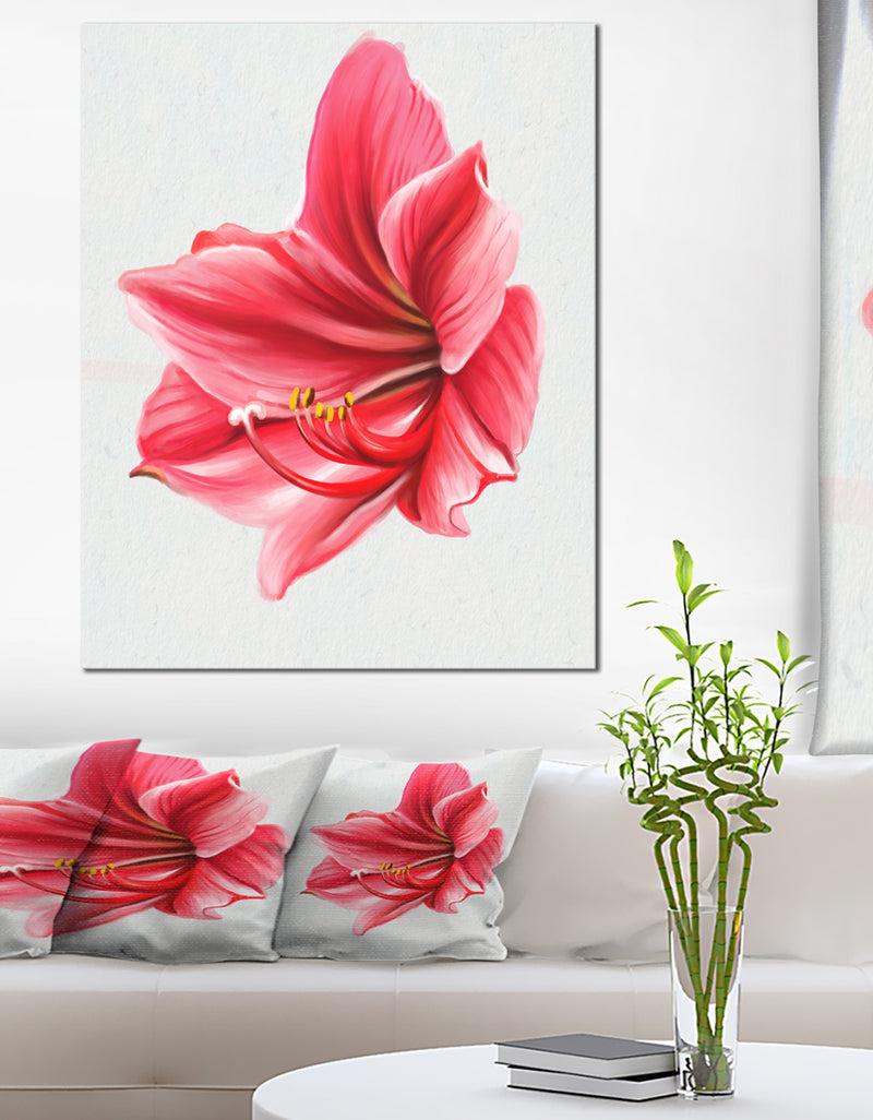 DesignQ Big Red Flower Sketch on White - Large Floral Canvas Artwork