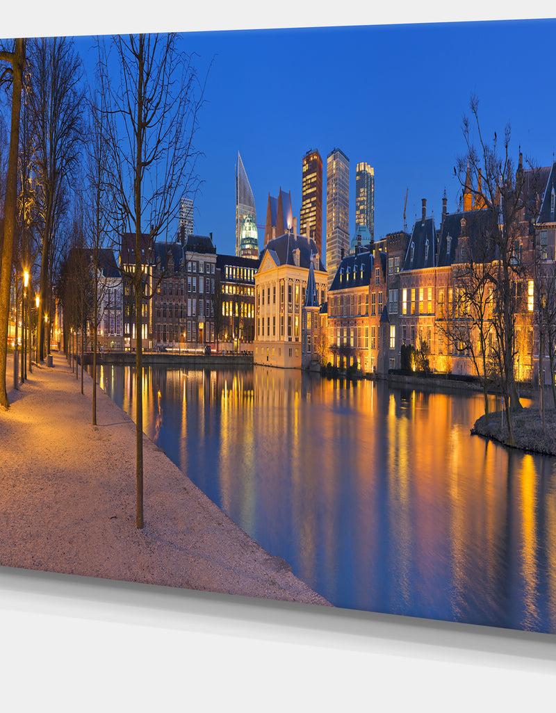 DesignQ Binnenhof In The Hague Panorama - Modern Seashore Canvas Wall Art