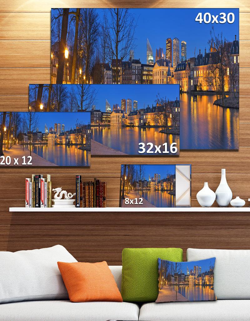 DesignQ Binnenhof In The Hague Panorama - Modern Seashore Canvas Wall Art