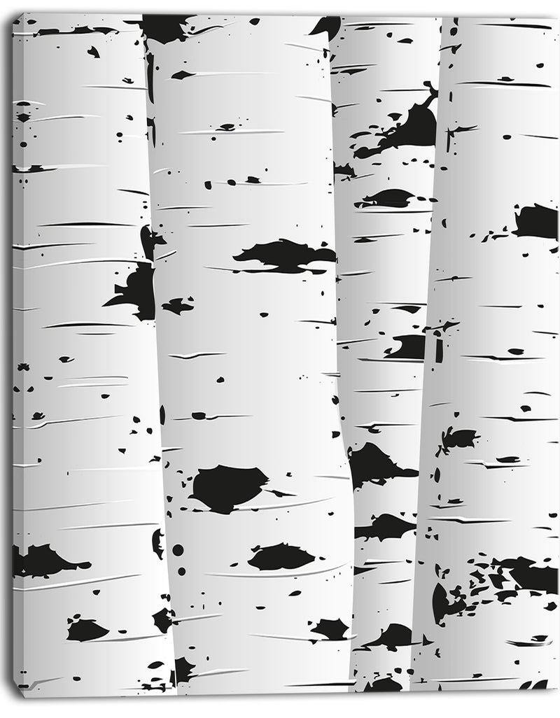 DesignQ Birch Tree Black And White Texture - Modern Landscape Canvas Art
