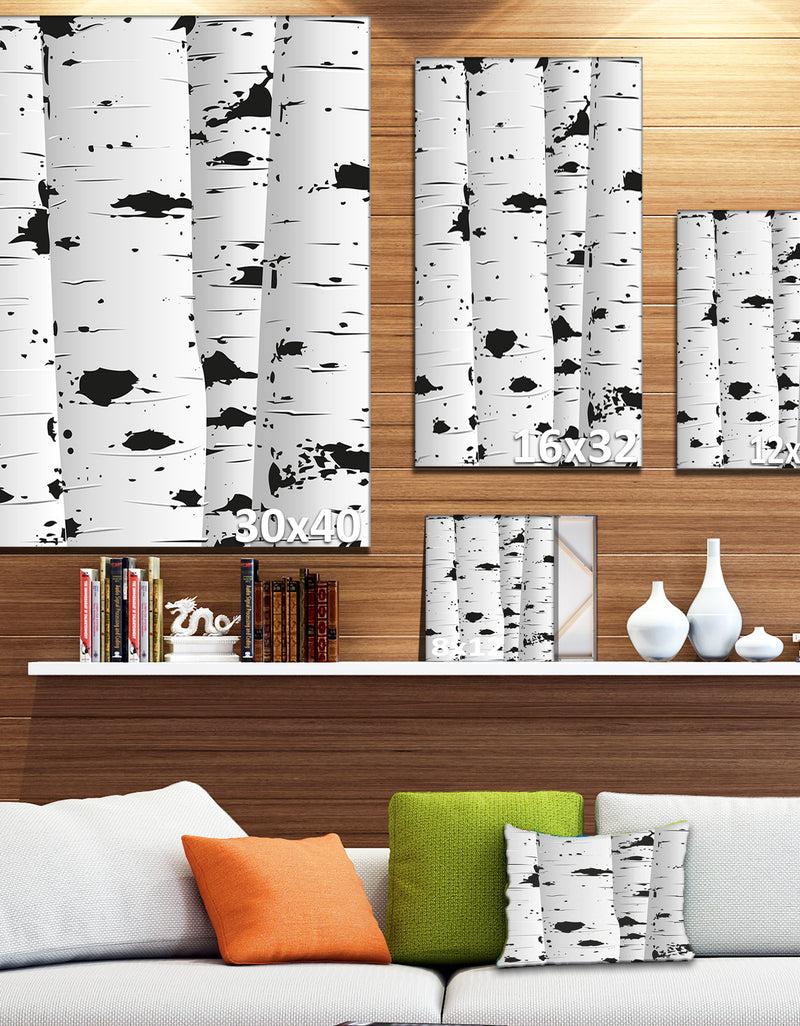DesignQ Birch Tree Black And White Texture - Modern Landscape Canvas Art