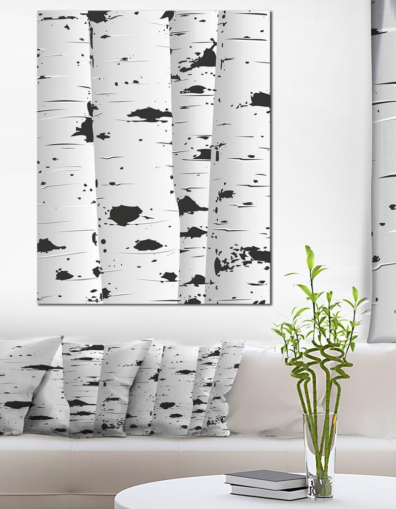 DesignQ Birch Tree Black and White Texture - Modern Landscape Canvas Art