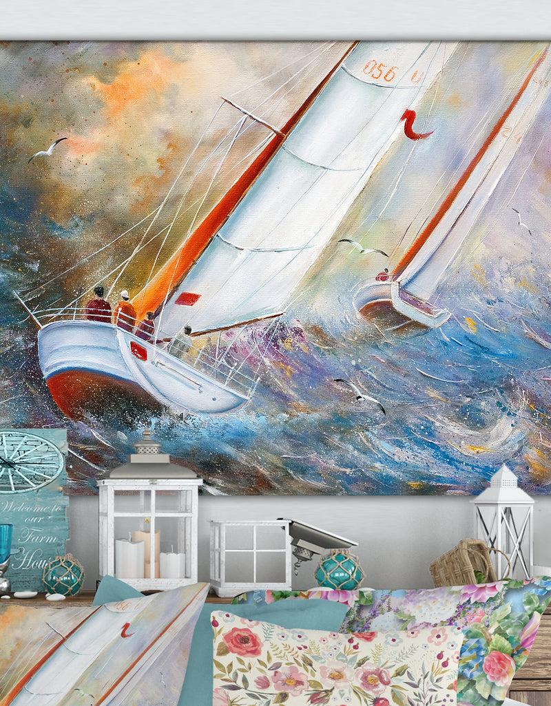 DesignQ Birches in autumn wood - Cottage Canvas Wall Art