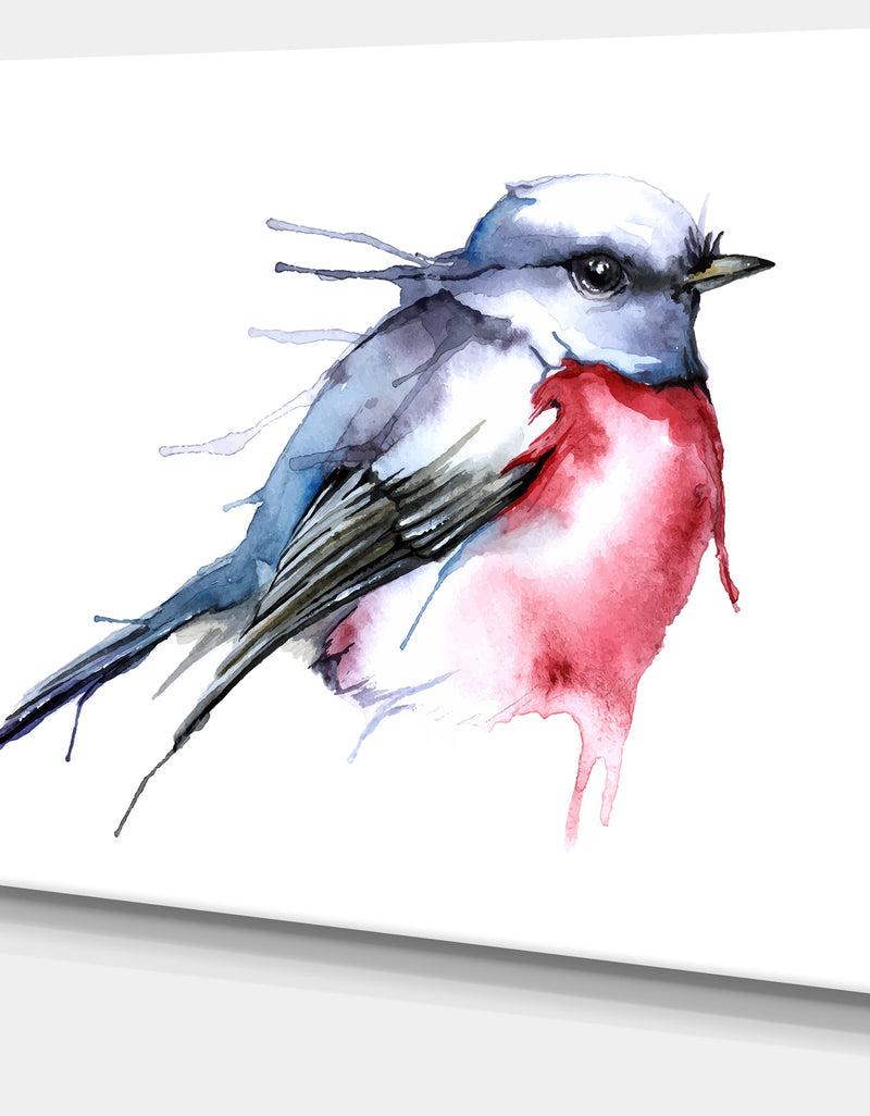 DesignQ Bird In Blue And Red - Watercolor Animal Canvas Art Print