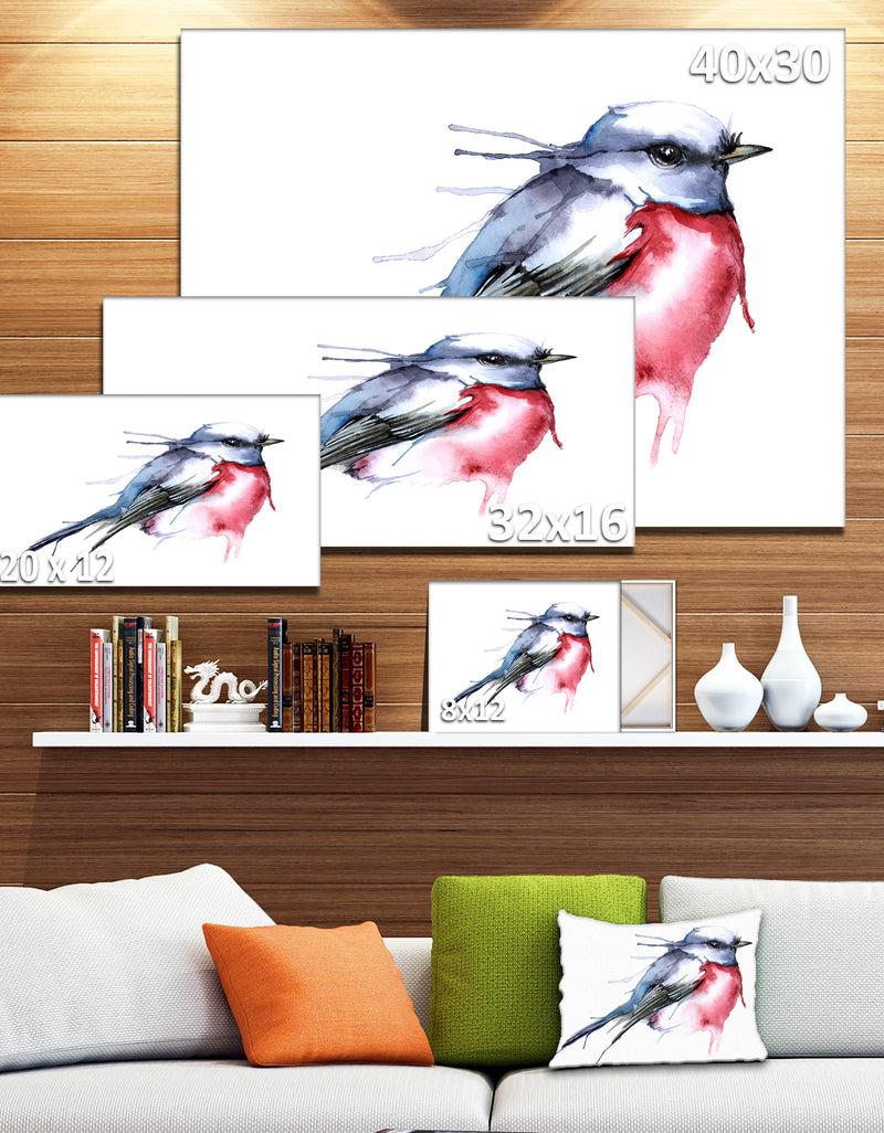 DesignQ Bird In Blue And Red - Watercolor Animal Canvas Art Print