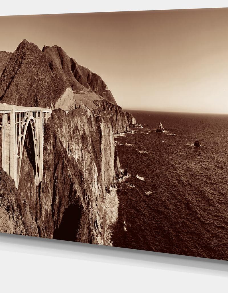 DesignQ Bixby Bridge View Panorama - Extra Large Landscape Canvas Art Print