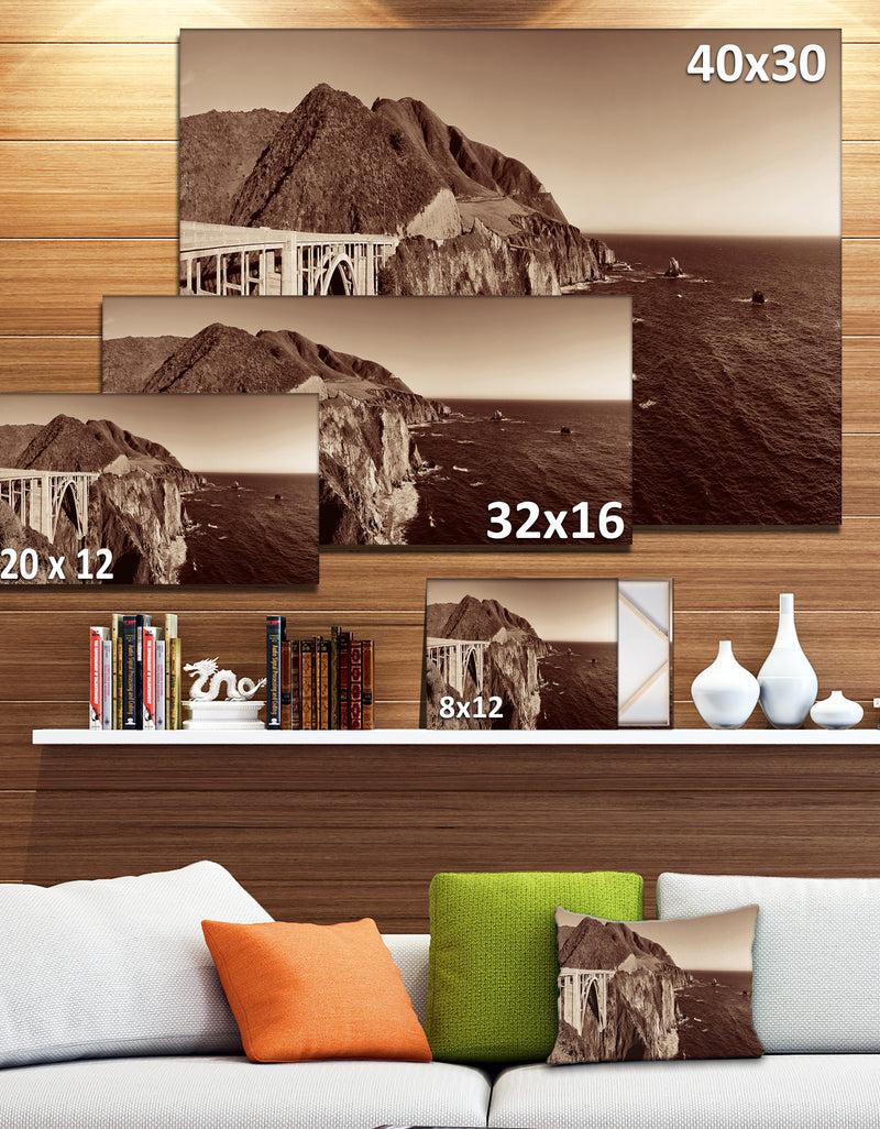 DesignQ Bixby Bridge View Panorama - Extra Large Landscape Canvas Art Print