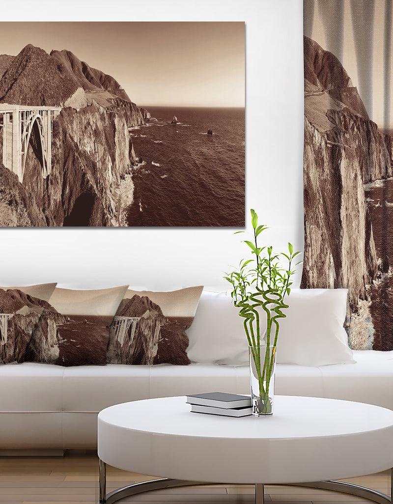 DesignQ Bixby Bridge View Panorama - Extra Large Landscape Canvas Art Print