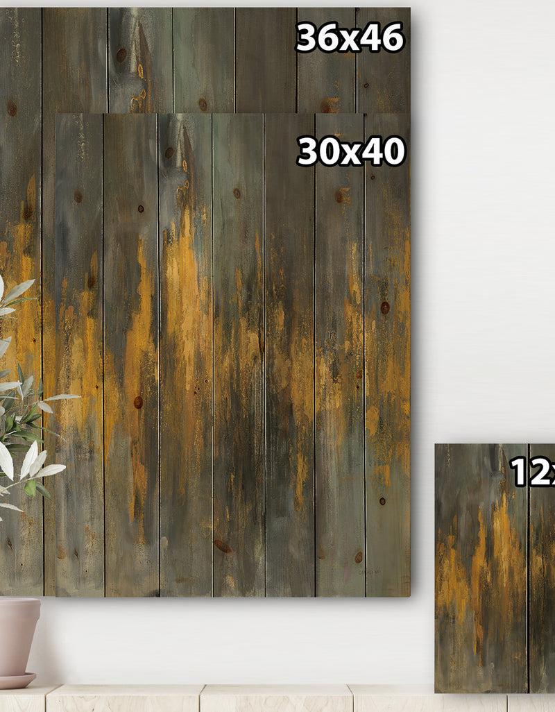 DesignQ Black And Gold Glam Abstract - Modern & Contemporary Print On Natural Pine Wood