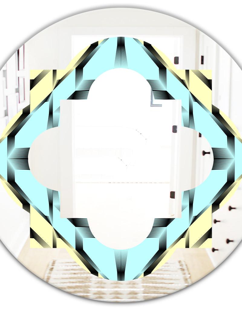 DesignQ Black And White Fashion Ornament - Modern Round Or Oval Wall Mirror - Quatrefoil