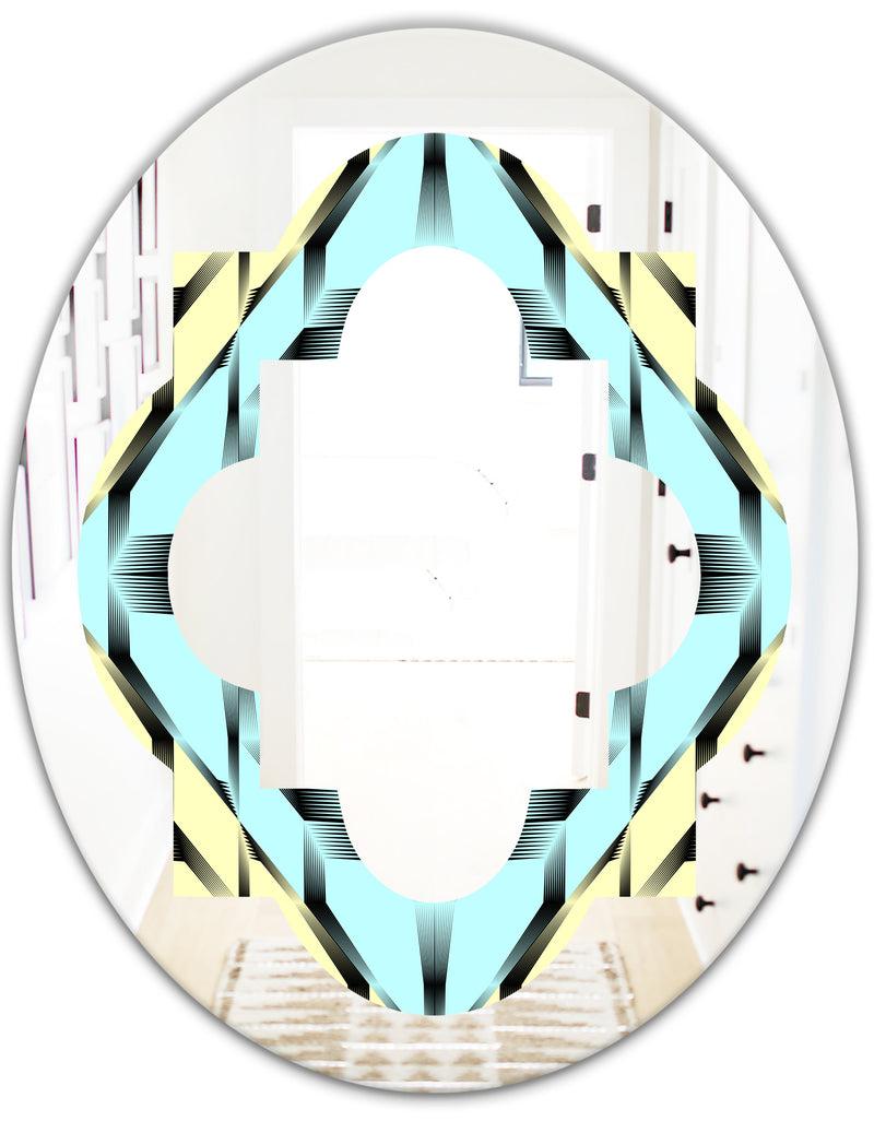 DesignQ Black And White Fashion Ornament - Modern Round Or Oval Wall Mirror - Quatrefoil