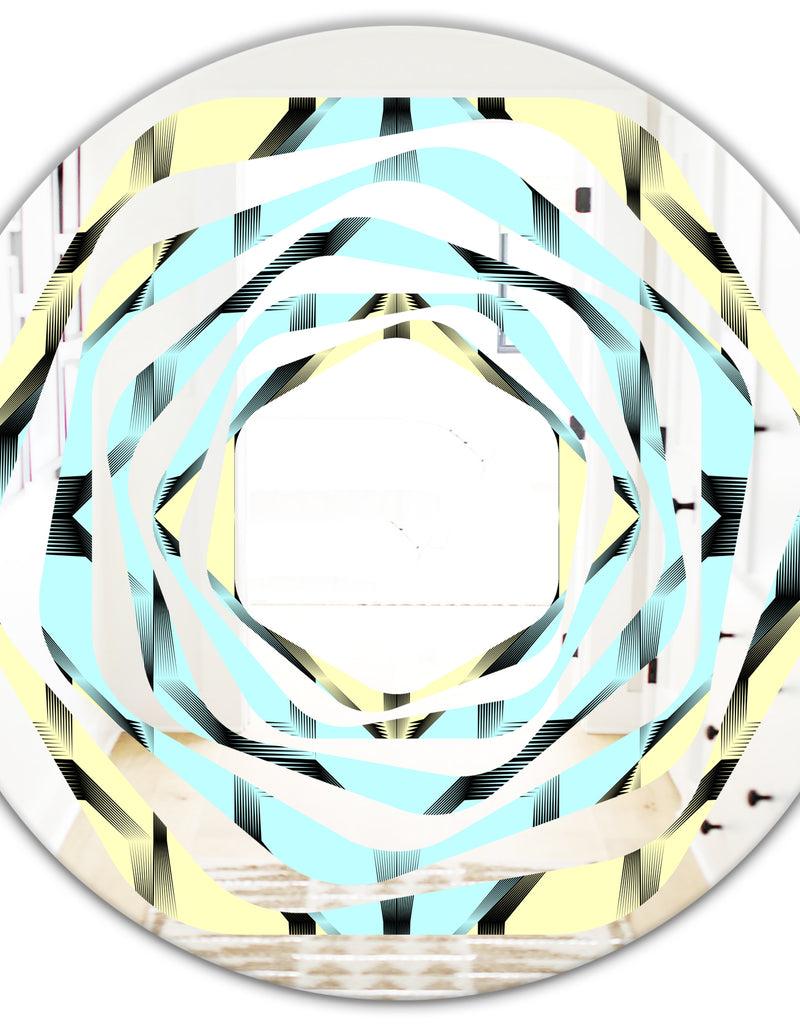 DesignQ Black And White Fashion Ornament - Modern Round Or Oval Wall Mirror - Whirl