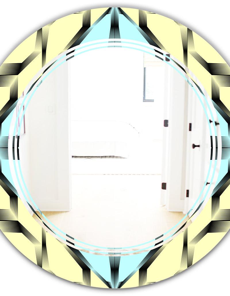 DesignQ Black And White Fashion Ornament - Modern Round Or Oval Wall Mirror - Triple C