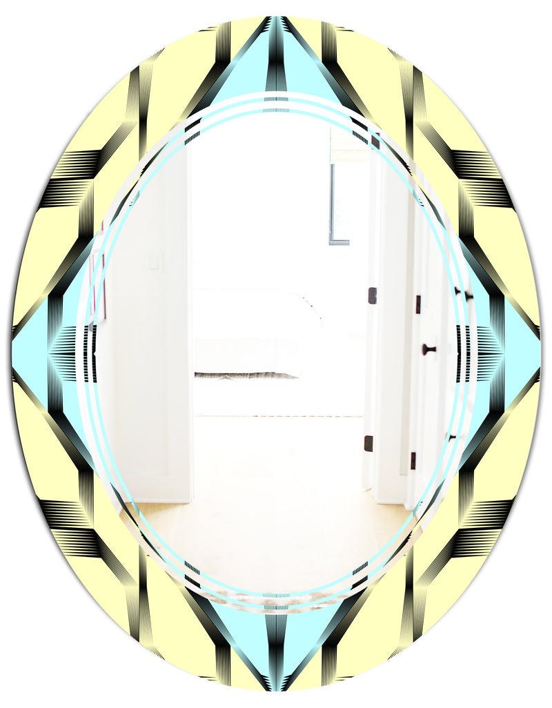 DesignQ Black And White Fashion Ornament - Modern Round Or Oval Wall Mirror - Triple C