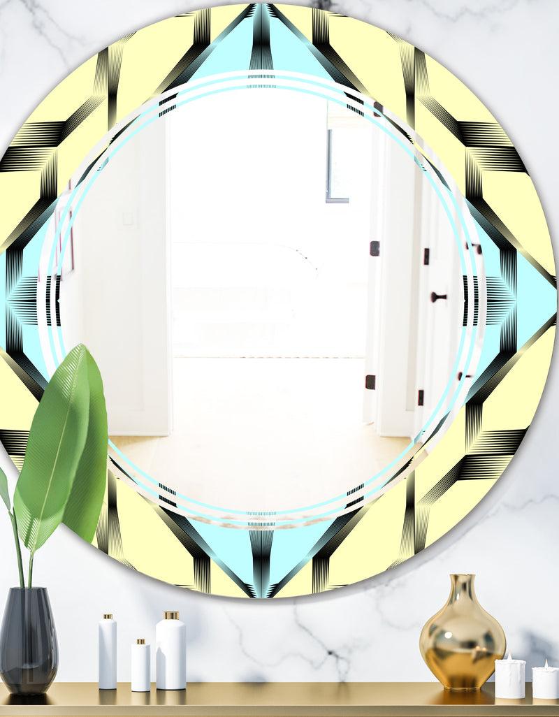 DesignQ Black and White Fashion Ornament - Modern Round or Oval Wall Mirror - Triple C