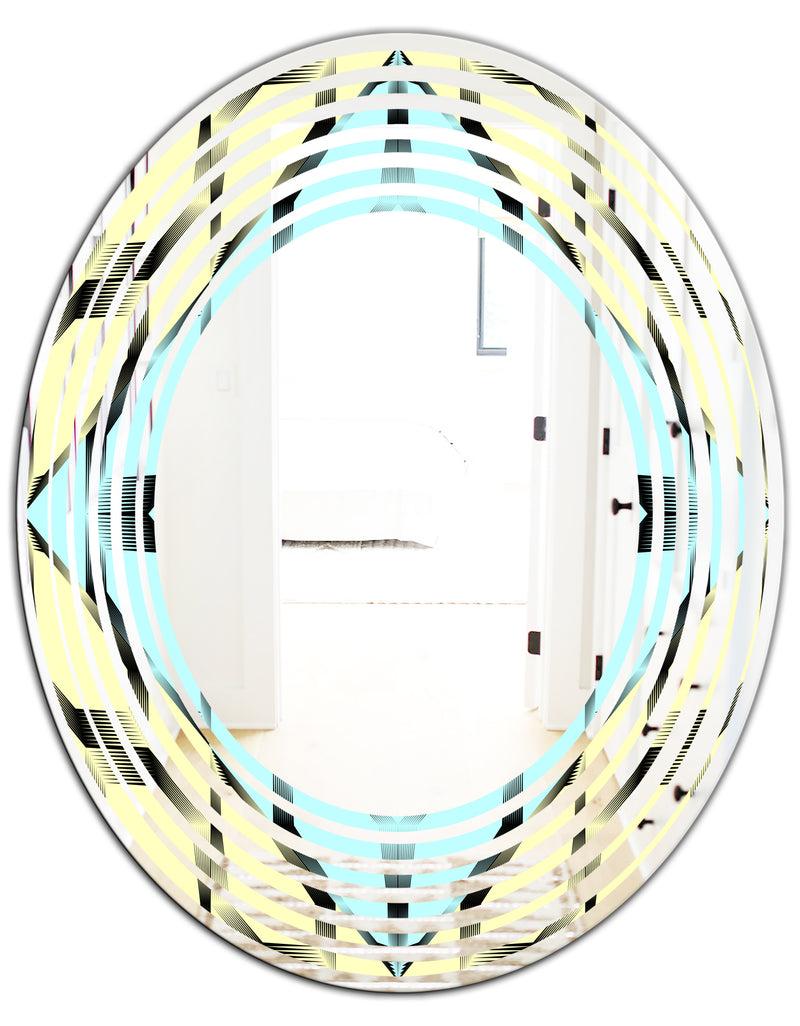 DesignQ Black And White Fashion Ornament - Modern Round Or Oval Wall Mirror - Wave