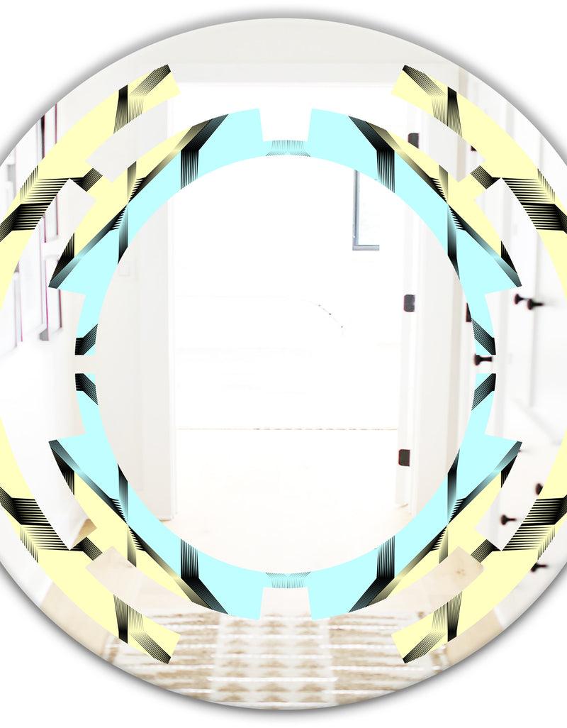 DesignQ Black And White Fashion Ornament - Modern Round Or Oval Wall Mirror - Space